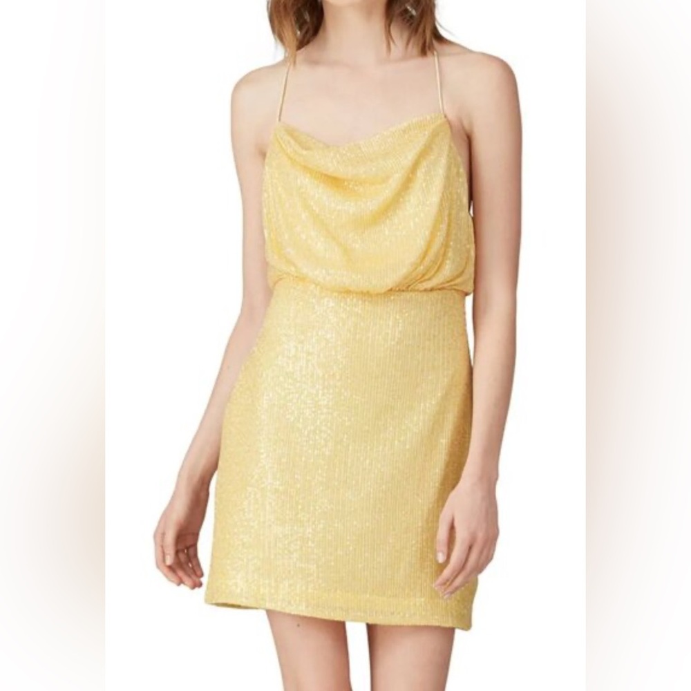 One33 Social Yellow‎ Sequin Halter Mini Dress NWT Size 6 Cocktail Party Holiday